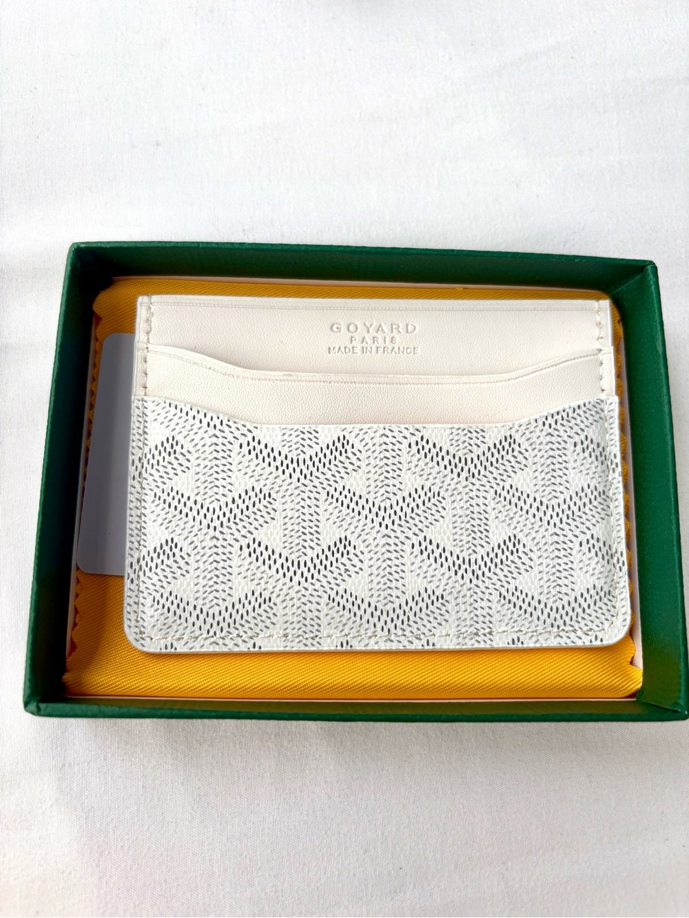 Goyard White and Cream Card Holder in Goyardine Print